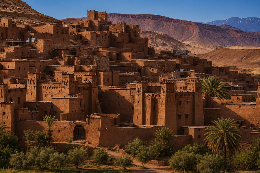 Private visit to the earthen ksar of Ait Ben Haddou at golden hour, Ouarzazate region, Morocco.